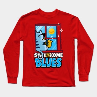 Cute Blues Musician Saxist Cat Lover Original Cartoon Long Sleeve T-Shirt